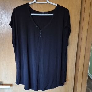Studio Black Short-Sleeve V-Neck Henley Top